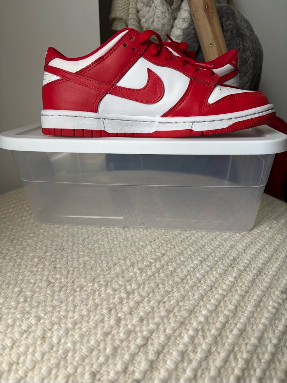 Nike Red and White Low-Top Dunk Style Sneakers - Picture 5 of 5